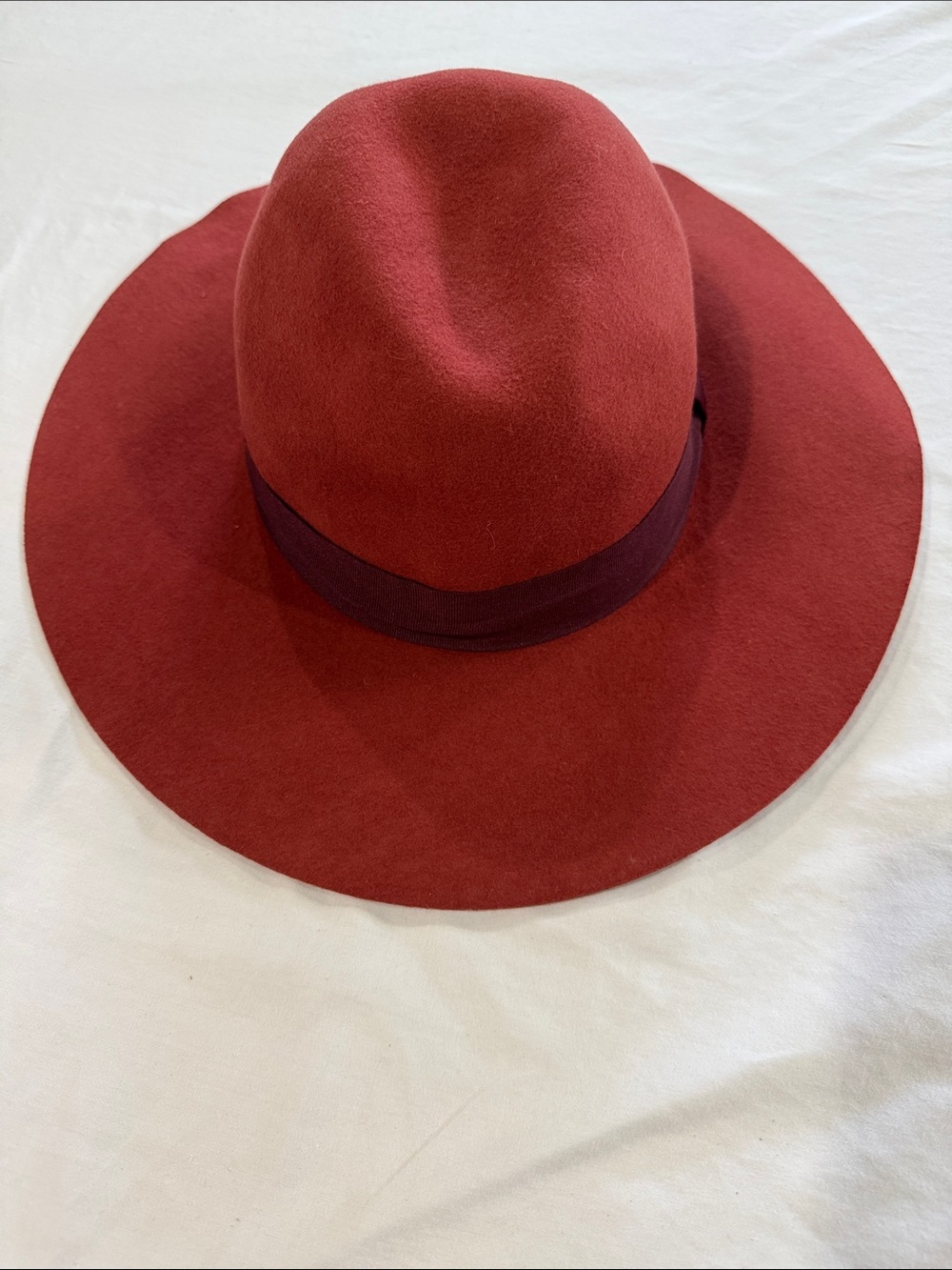 H&M Wide-Brim Felt Fedora in Burgundy